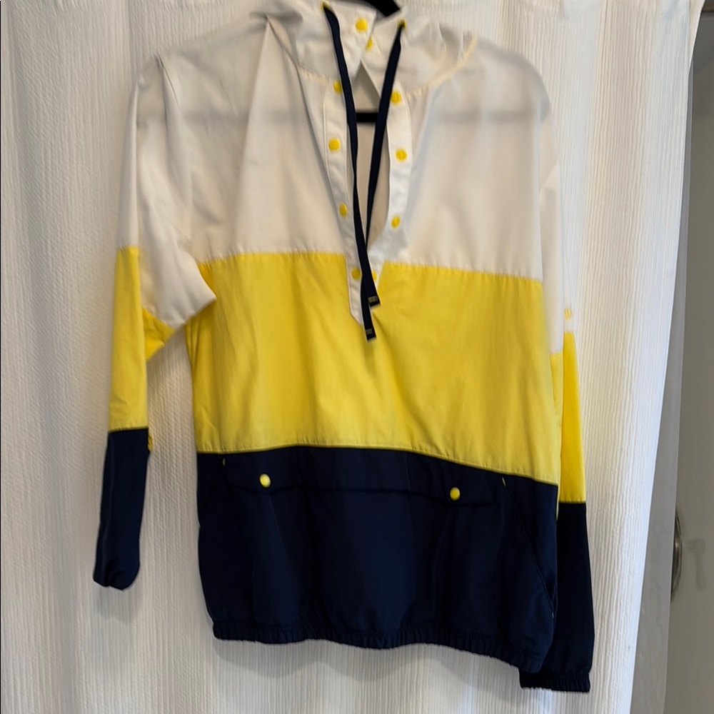 Yellow and Navy Colorblock Hoodie